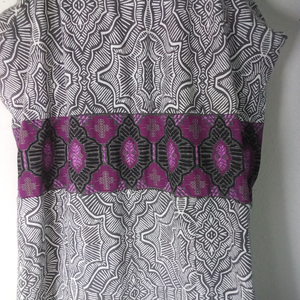 Prana Skye Dress Tribal Geo Print Maxi Purple Contrast Band Size M - Picture 5 of 7